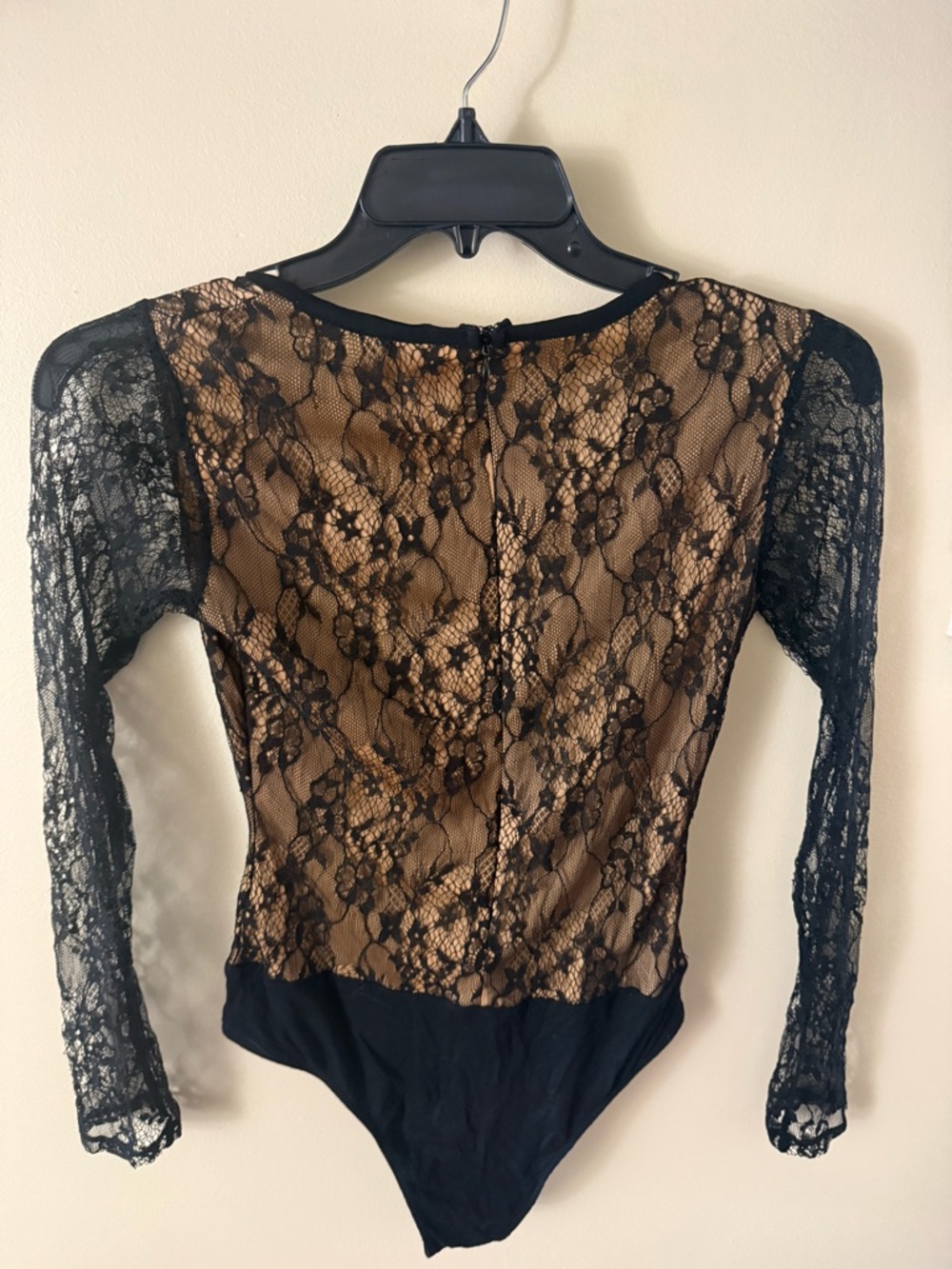 VENUS Black Lace Long Sleeve Bodysuit with Nude Lining - Picture 2 of 3